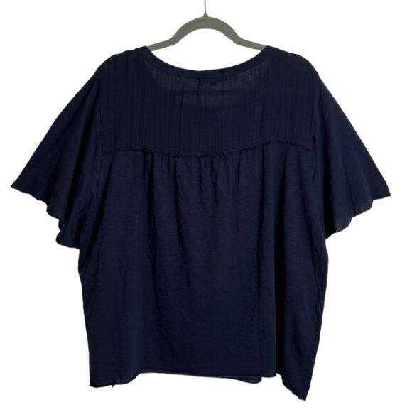 Michael Stars Crissy Fabric Mix Crew Neck Supima Cotton Slub Tee Relaxed Navy 2X - Picture 3 of 6